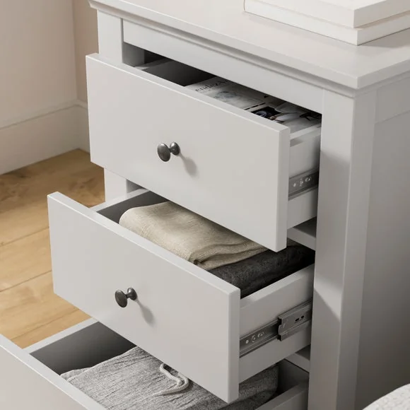 Lynton 3 Drawer Bedside Table, White – image 4