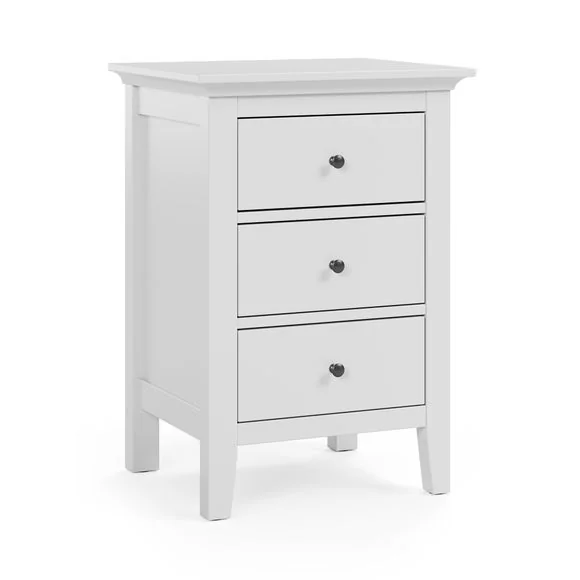 Lynton 3 Drawer Bedside Table, White – image 7