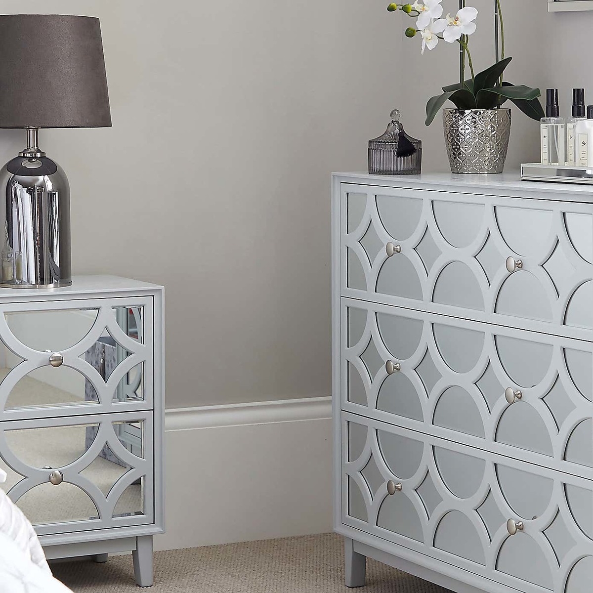 Delphi 2 Drawer Bedside Table Grey – image 3