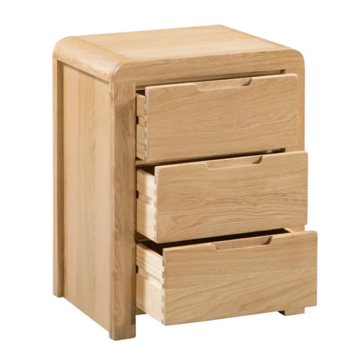 Return - Curve 3 Drawer Bedside Table, Oak – image 3