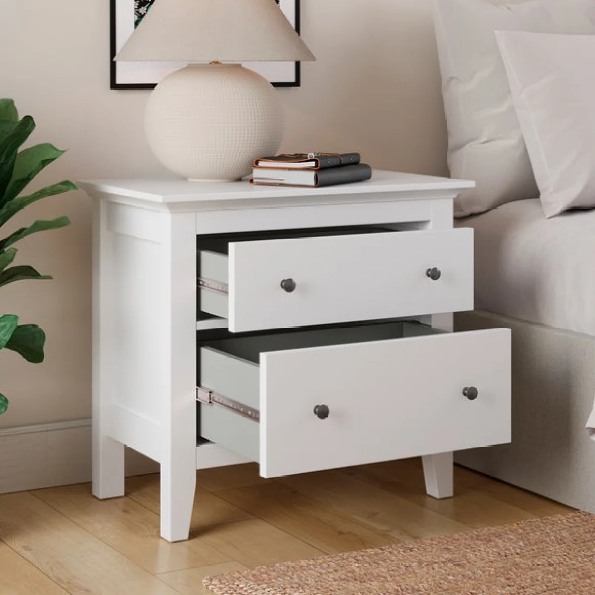 Lynton 2 Drawer Wide Bedside Table – image 2