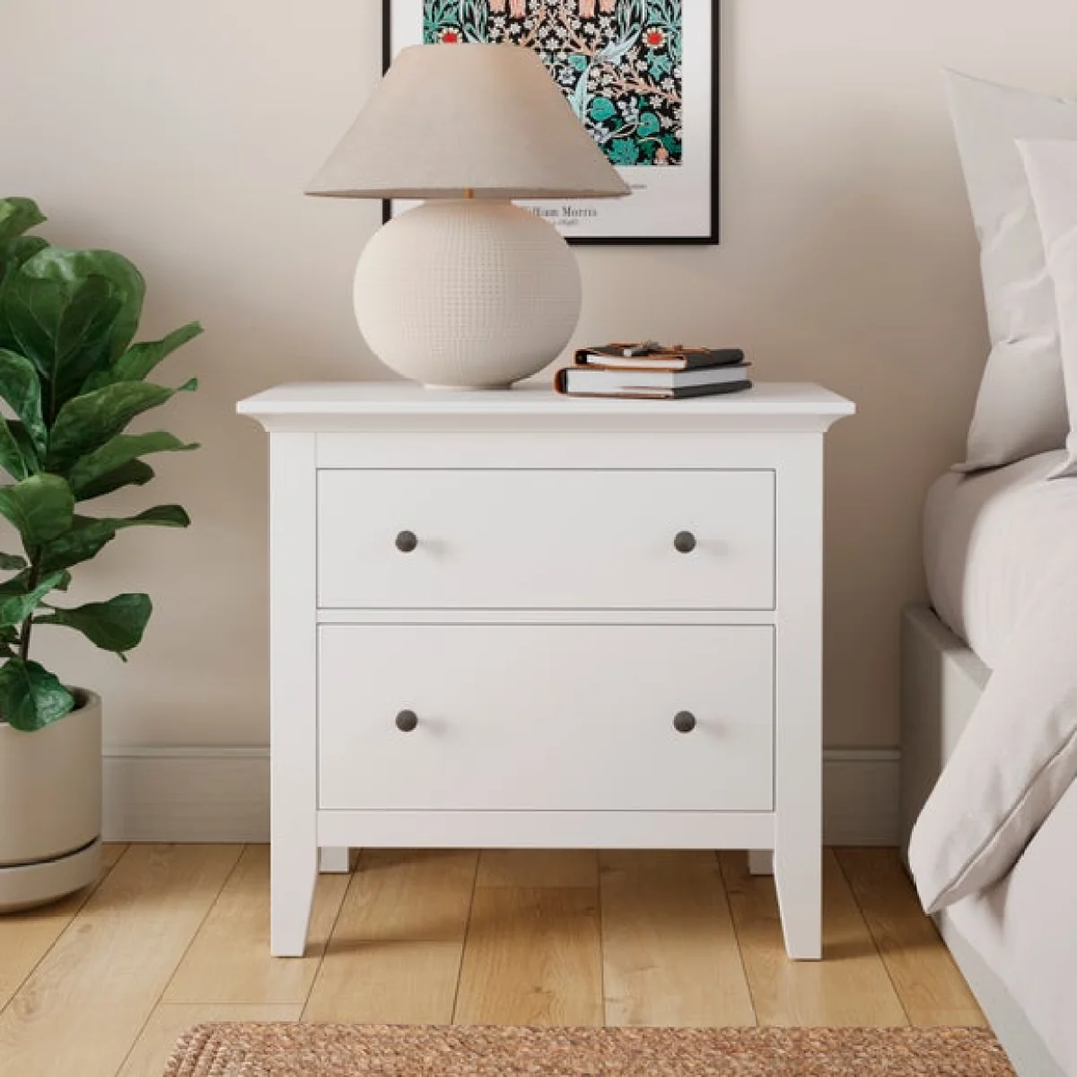Lynton 2 Drawer Wide Bedside Table – image 1