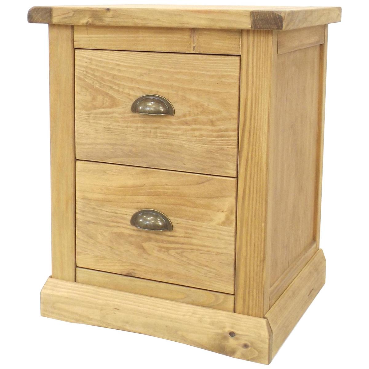 Chamfered Skirt 2 Drawer Bedside Brown – image 2