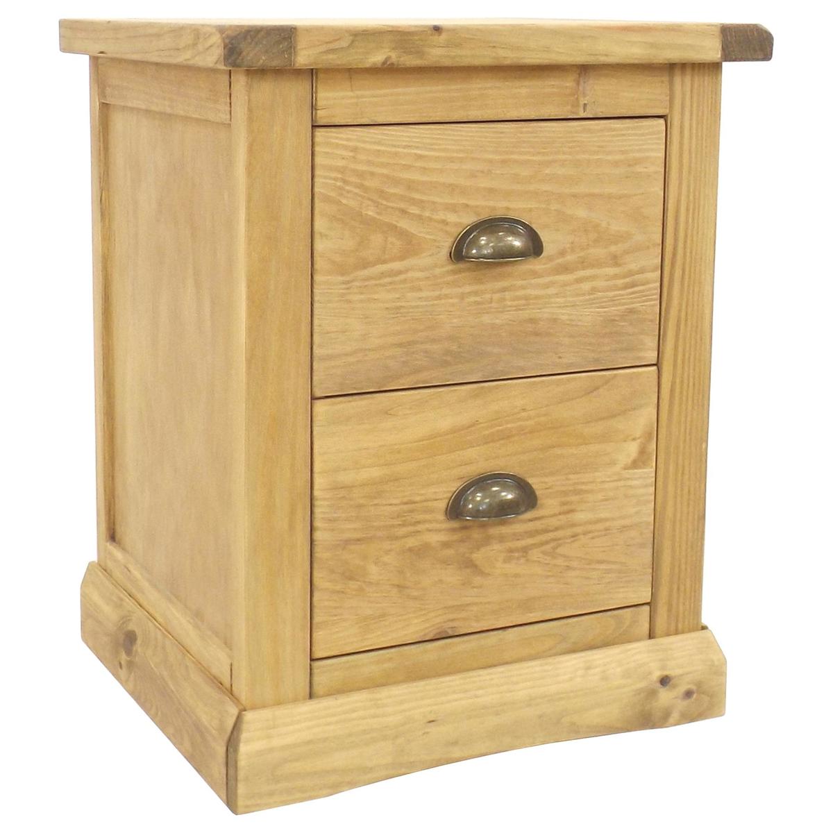 Chamfered Skirt 2 Drawer Bedside Brown – image 3