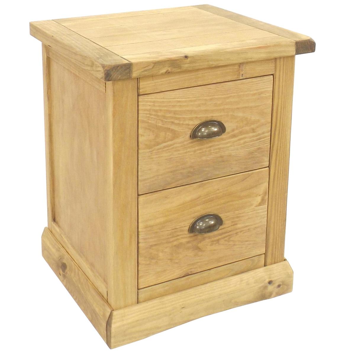 Chamfered Skirt 2 Drawer Bedside Brown – image 4