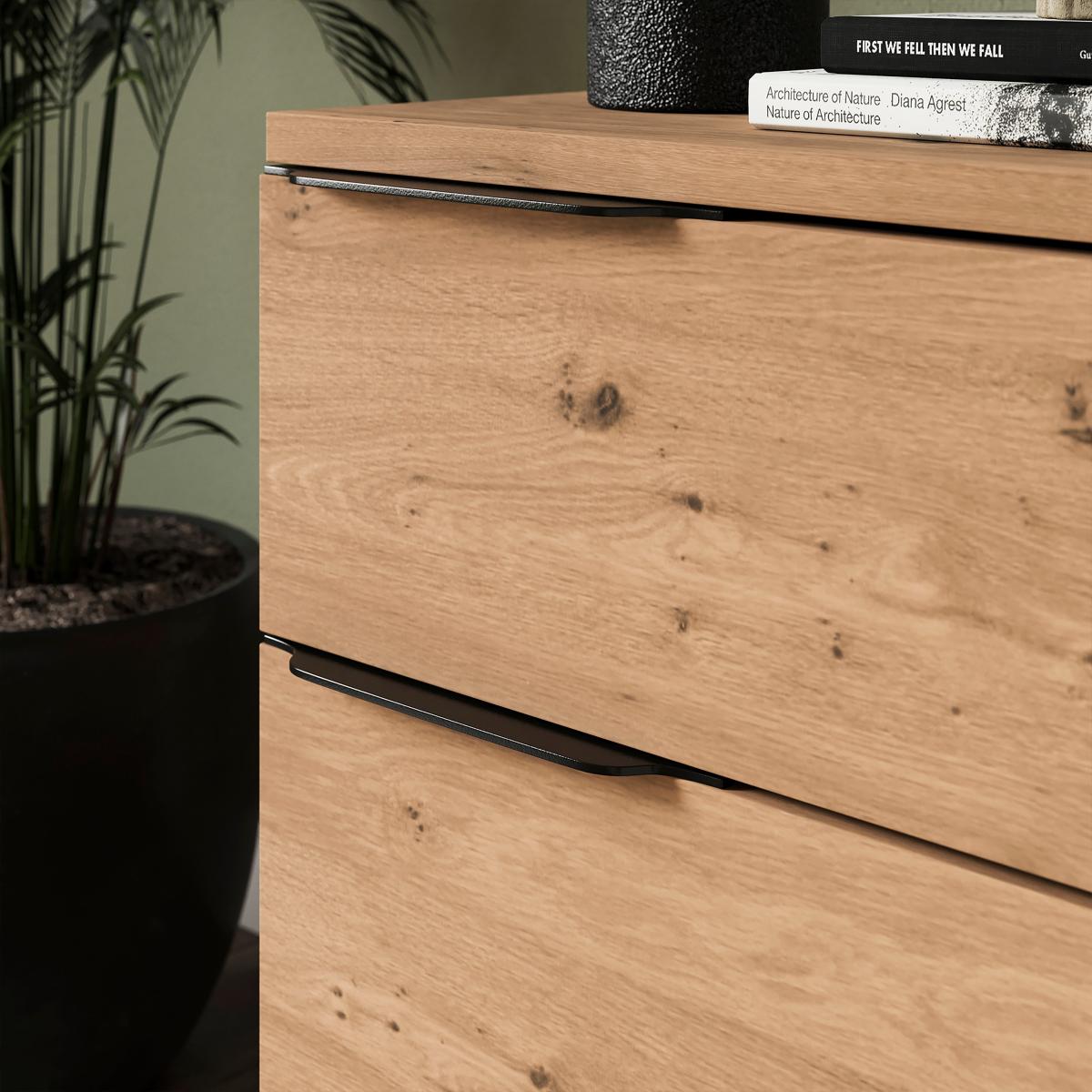 Reynolds 2 Drawer Bedside Table Rustic Oak Effect – image 4
