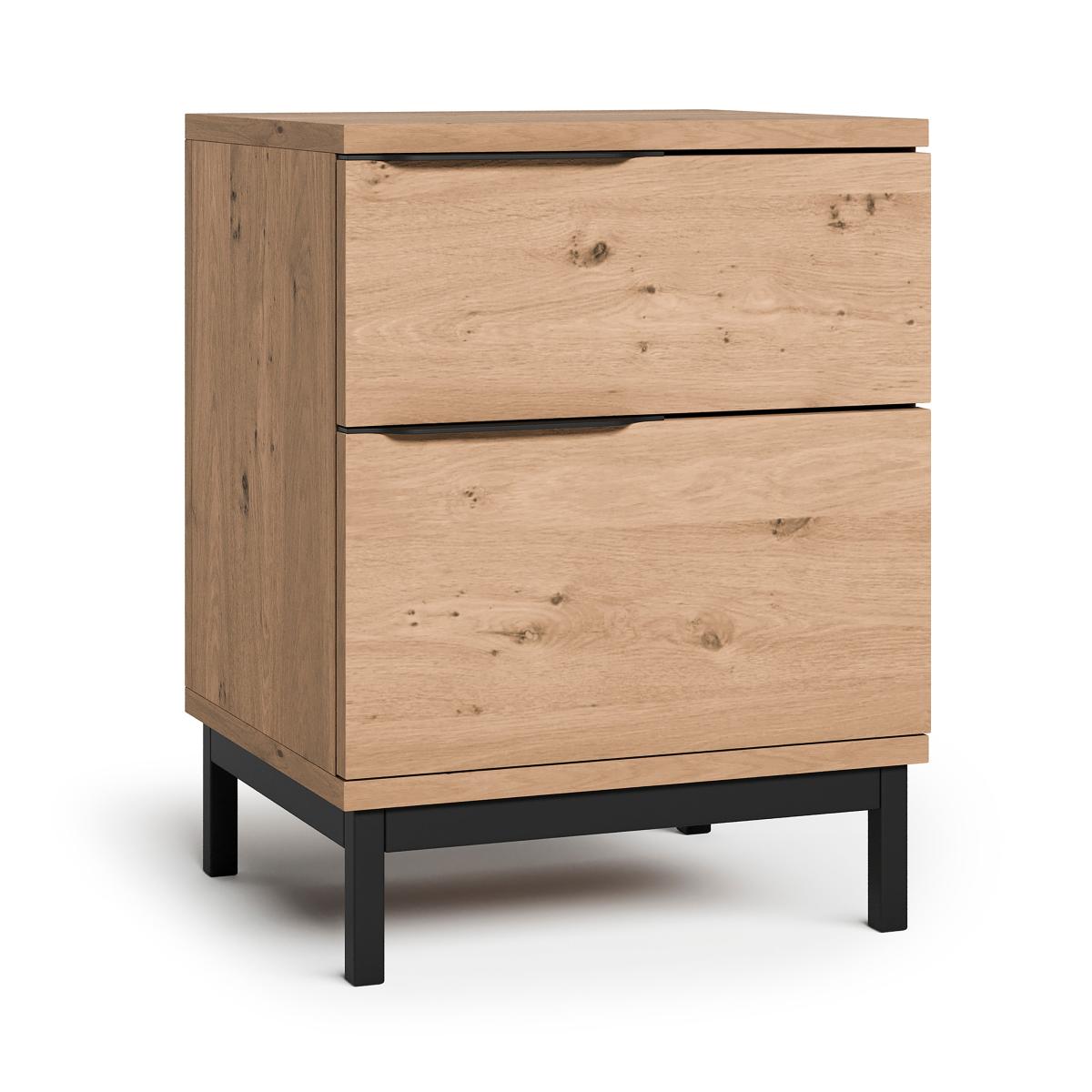 Reynolds 2 Drawer Bedside Table Rustic Oak Effect – image 7