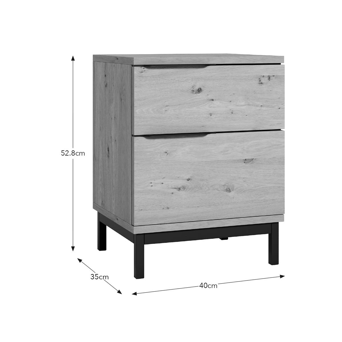 Reynolds 2 Drawer Bedside Table Rustic Oak Effect – image 8