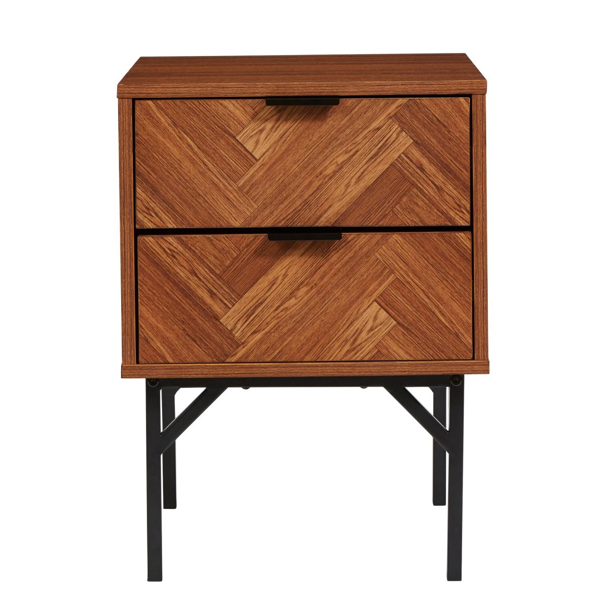 Rowe 2 Drawer Bedside Table Dark Wood (Brown) – image 2