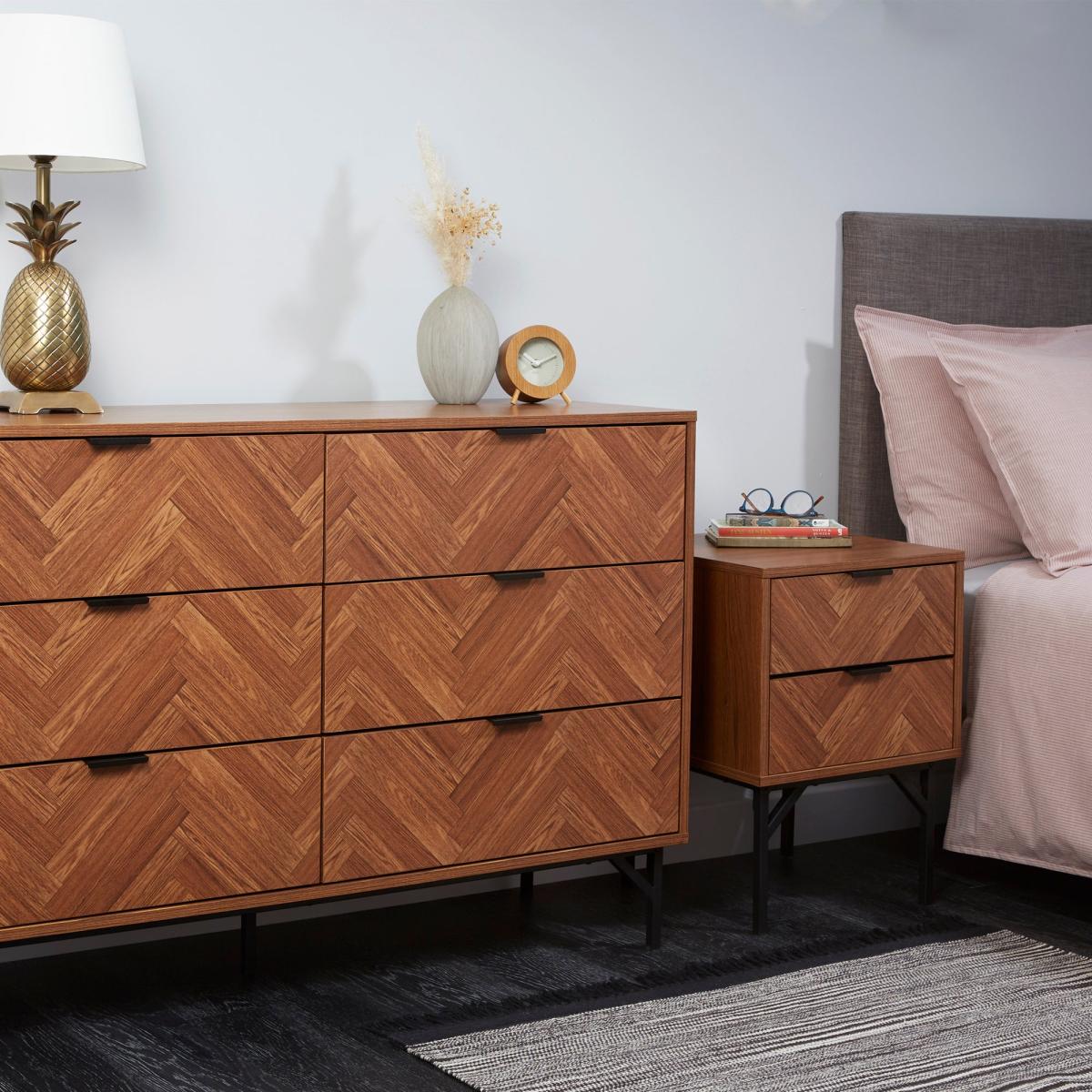 Rowe 2 Drawer Bedside Table Dark Wood (Brown) – image 6