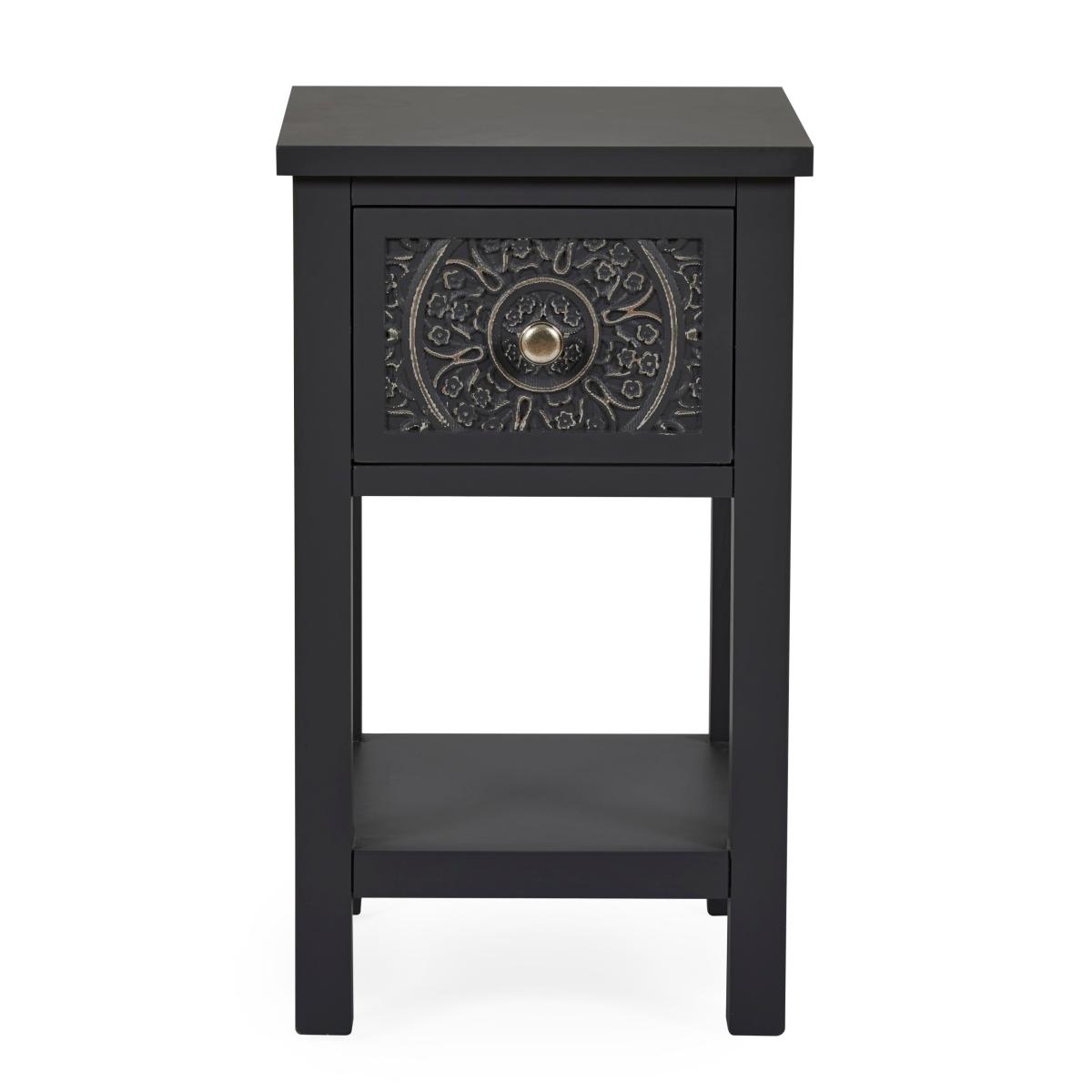 Samira Charcoal 1 Drawer Bedside Charcoal – image 2