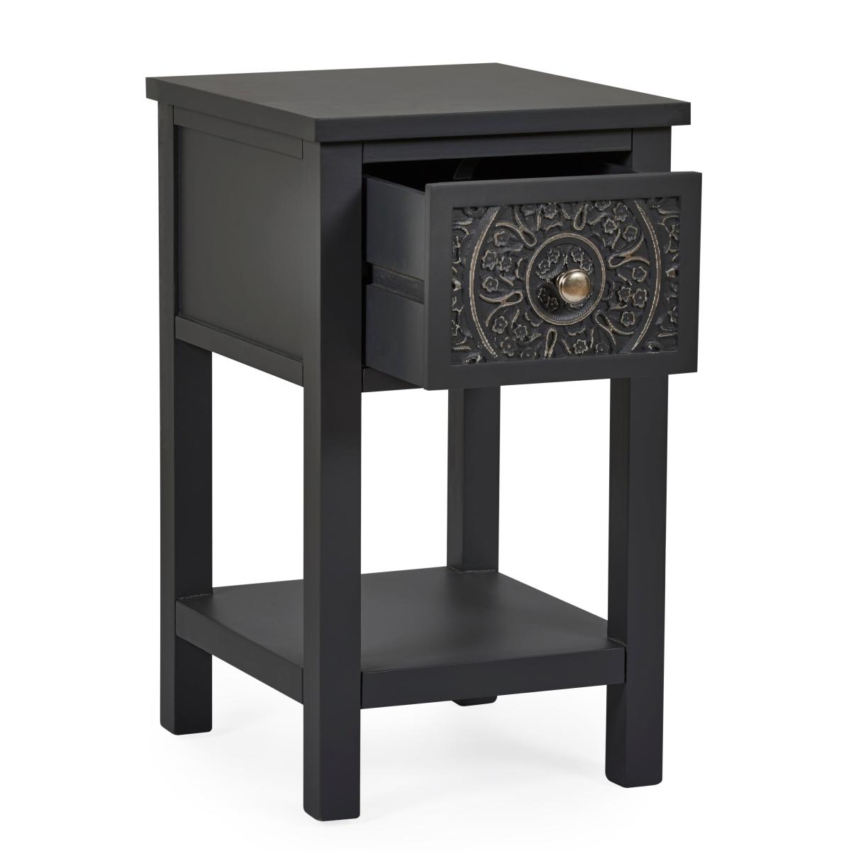 Samira Charcoal 1 Drawer Bedside Charcoal – image 4