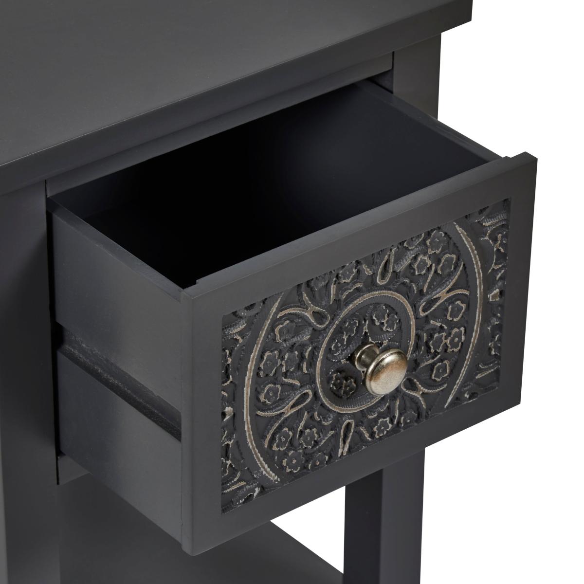 Samira Charcoal 1 Drawer Bedside Charcoal – image 5