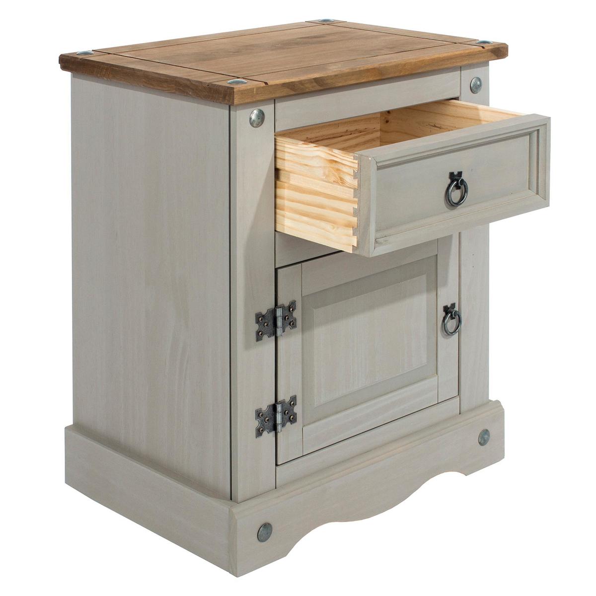Corona Grey 1 Door 1 Drawer Bedside Cabinet Grey – image 3