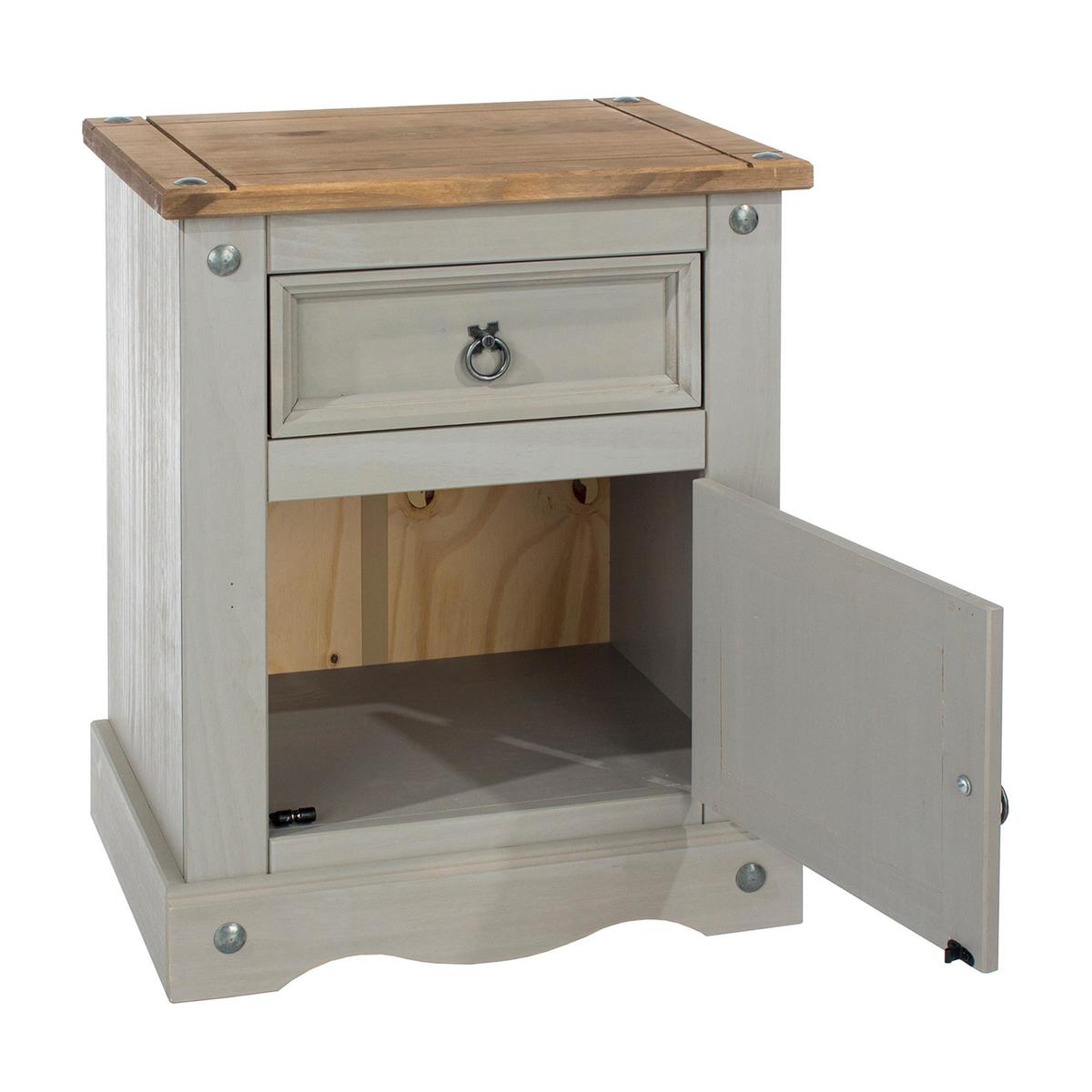 Corona Grey 1 Door 1 Drawer Bedside Cabinet Grey – image 4