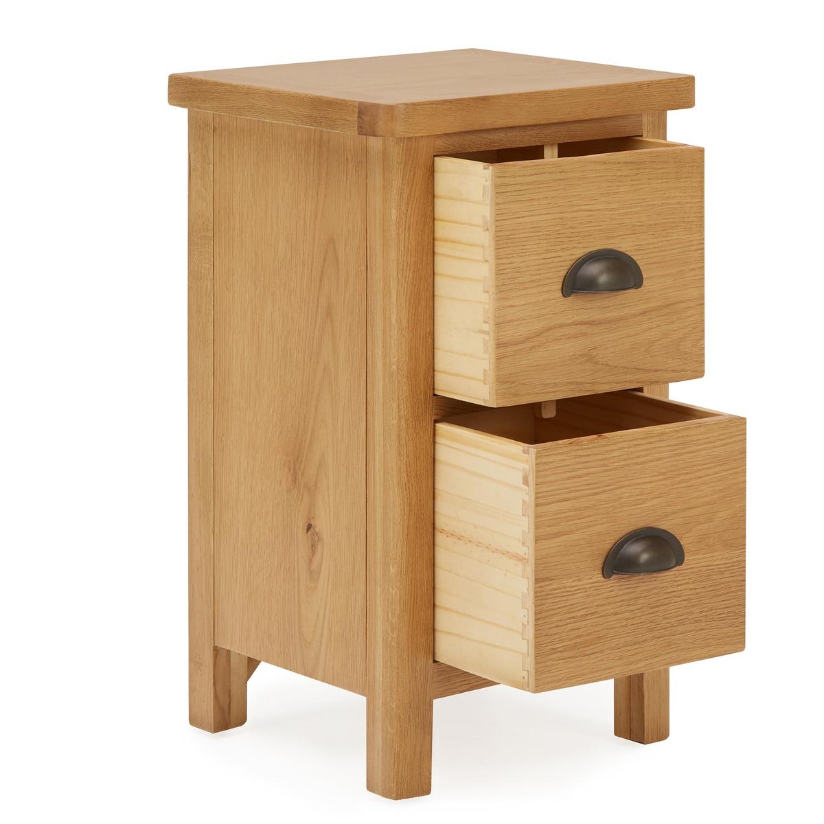 Brixham Oak 2 Drawer Bedside Table Oak – image 4