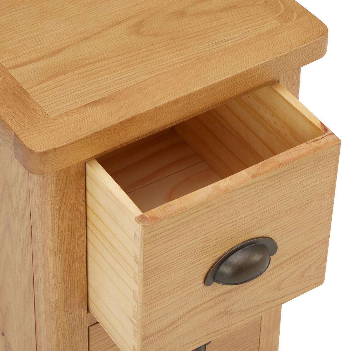 Brixham Oak 2 Drawer Bedside Table Oak – image 5