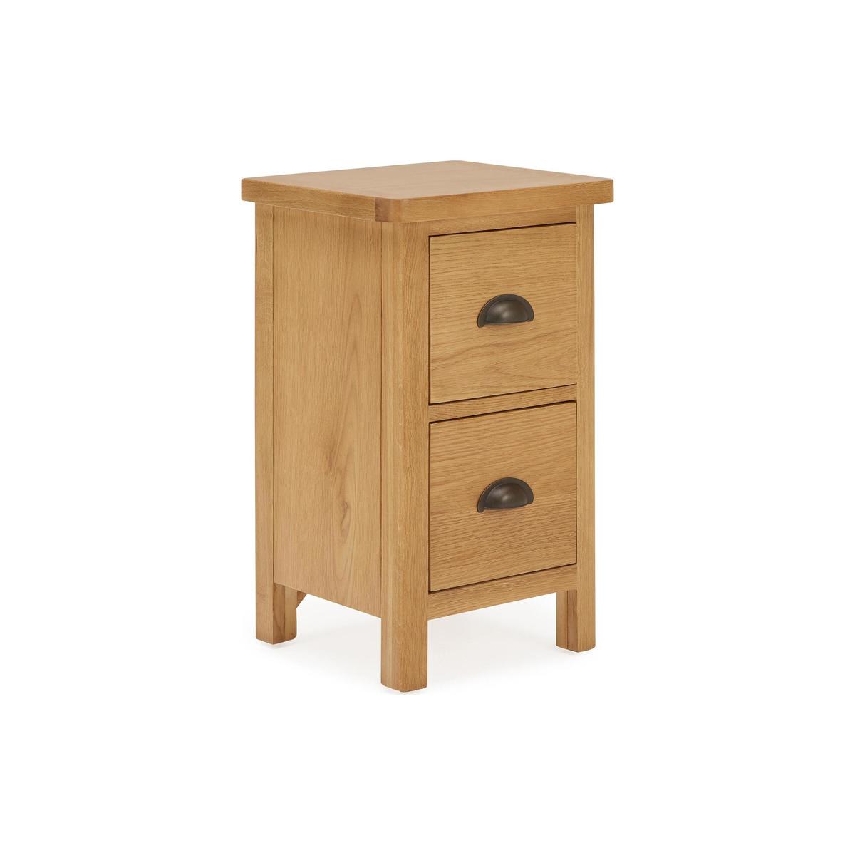 Brixham Oak 2 Drawer Bedside Table Oak – image 2