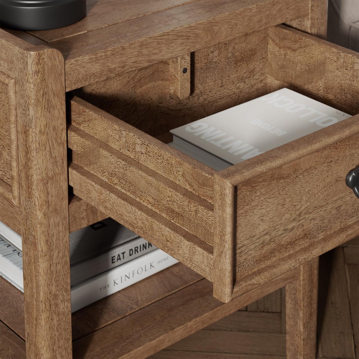 Portland 1 Drawer Bedside Natural – image 4