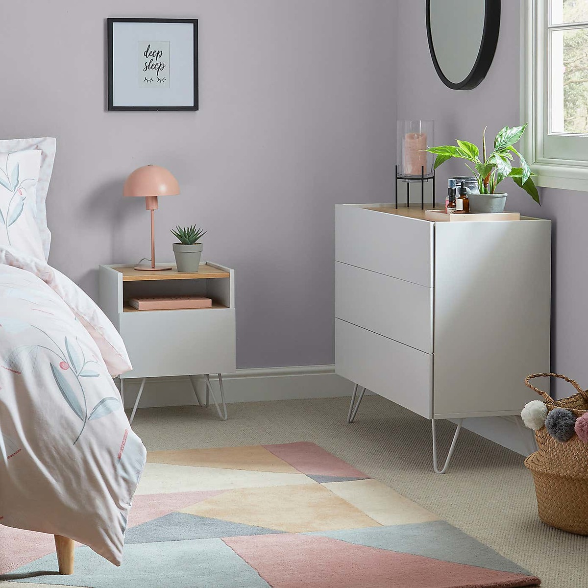 Penelope Dove Grey Bedside Table Grey and Brown – image 3
