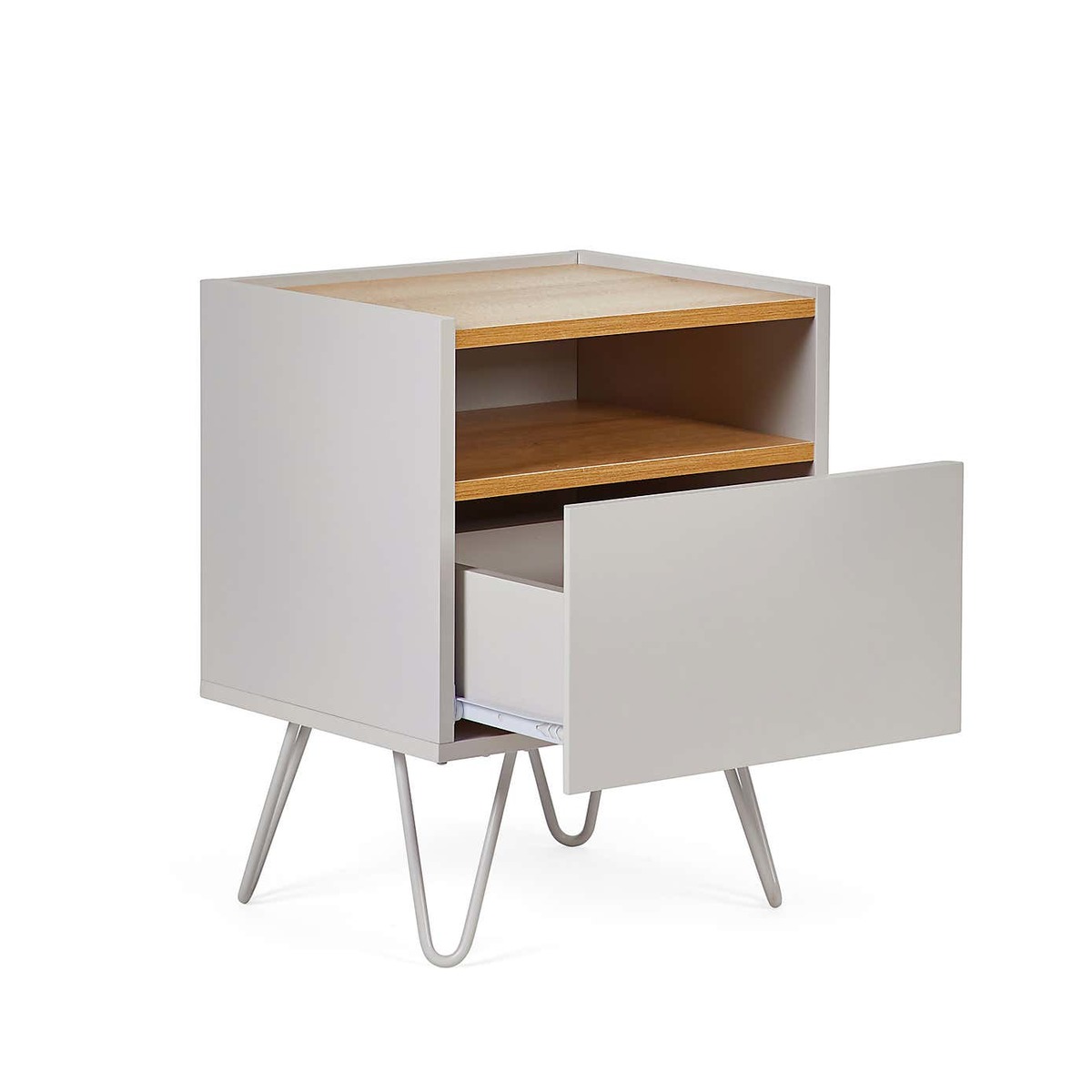 Penelope Dove Grey Bedside Table Grey and Brown – image 4