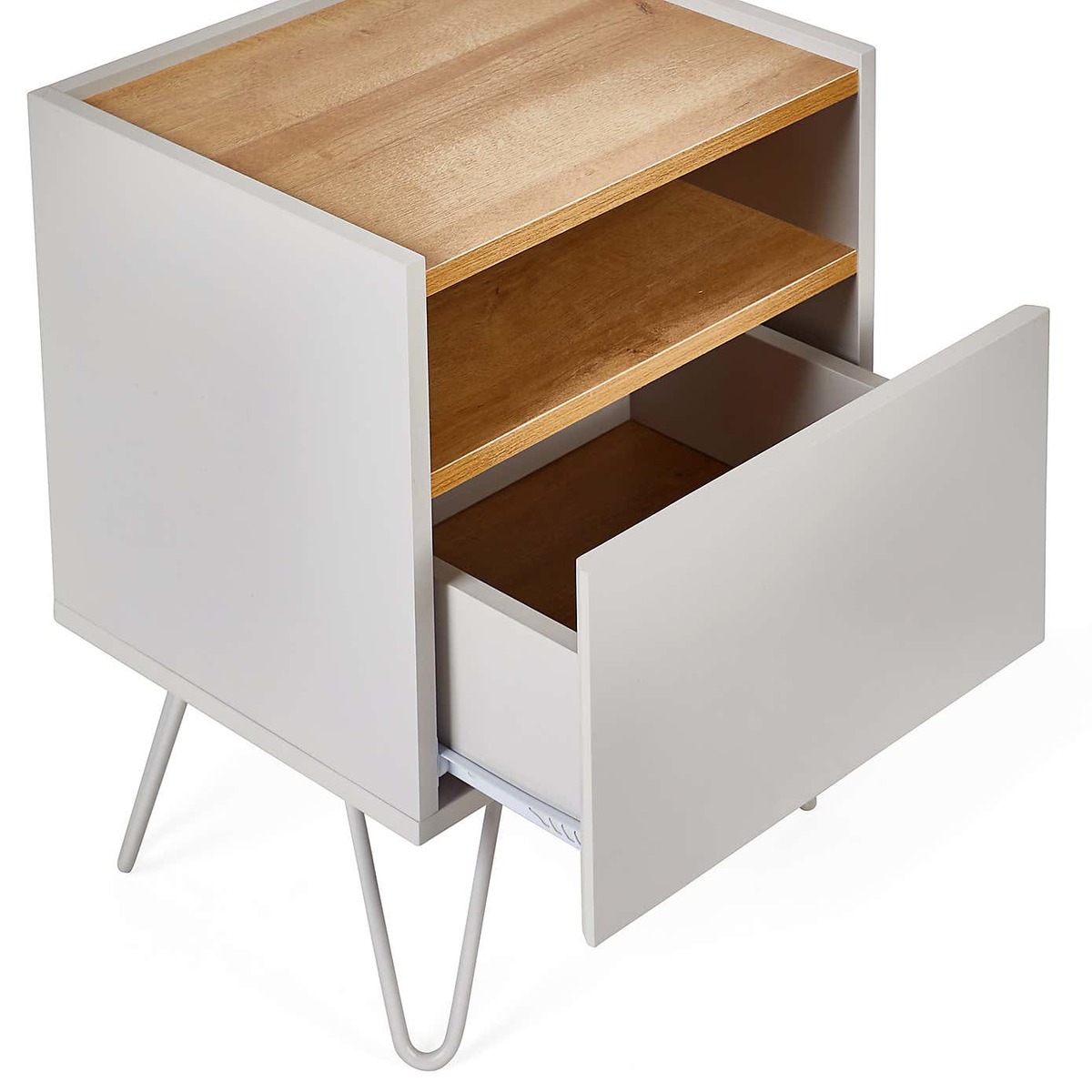 Penelope Dove Grey Bedside Table Grey and Brown – image 5