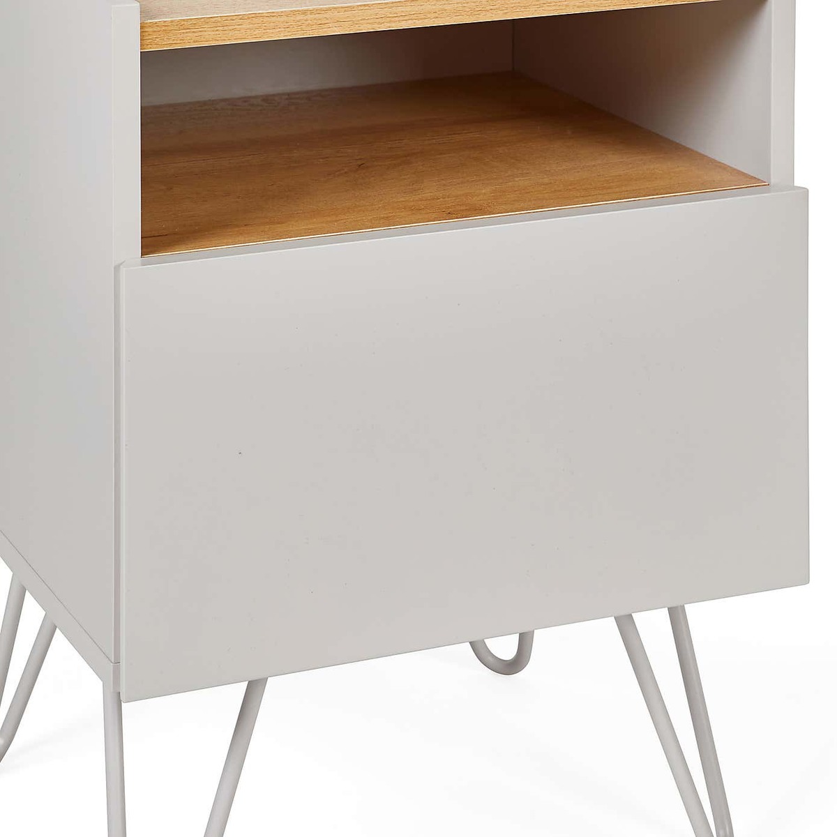 Penelope Dove Grey Bedside Table Grey and Brown – image 6