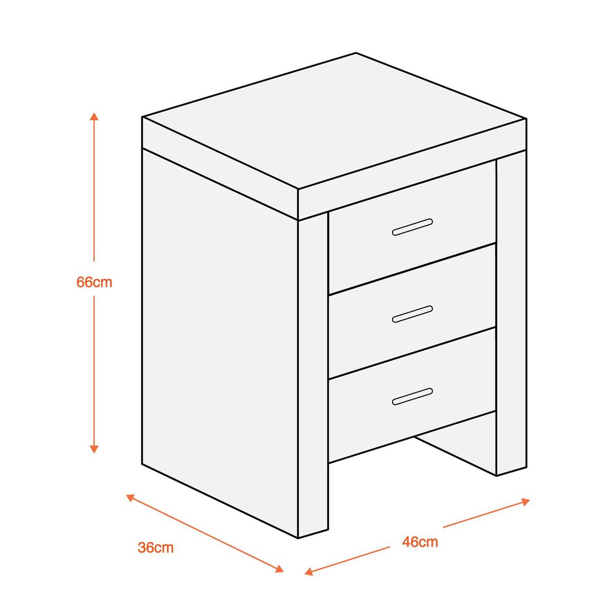 Venetian Mirrored 3 Drawer Bedside Table White – image 2