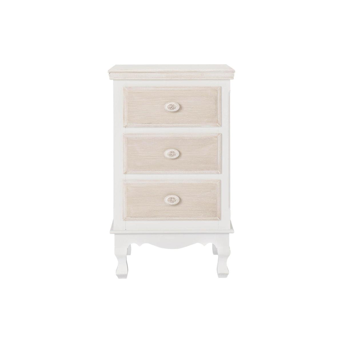Jule White 3 Drawer Bedside Table White/Natural – image 2