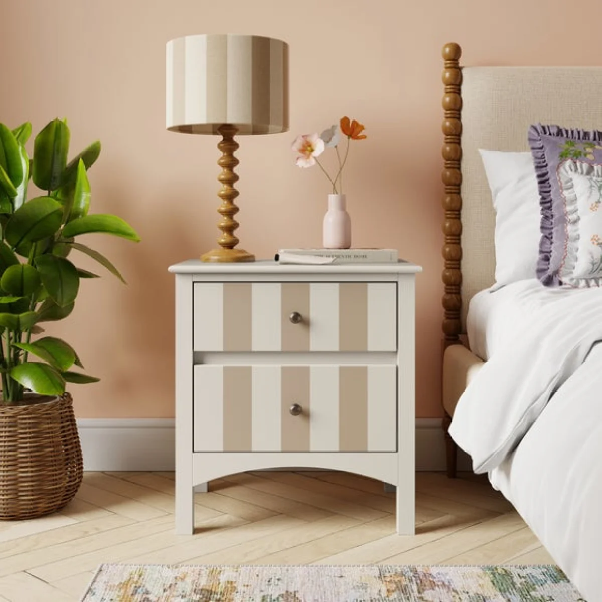 Beatrice Wide 2 Drawer Bedside Table – image 1