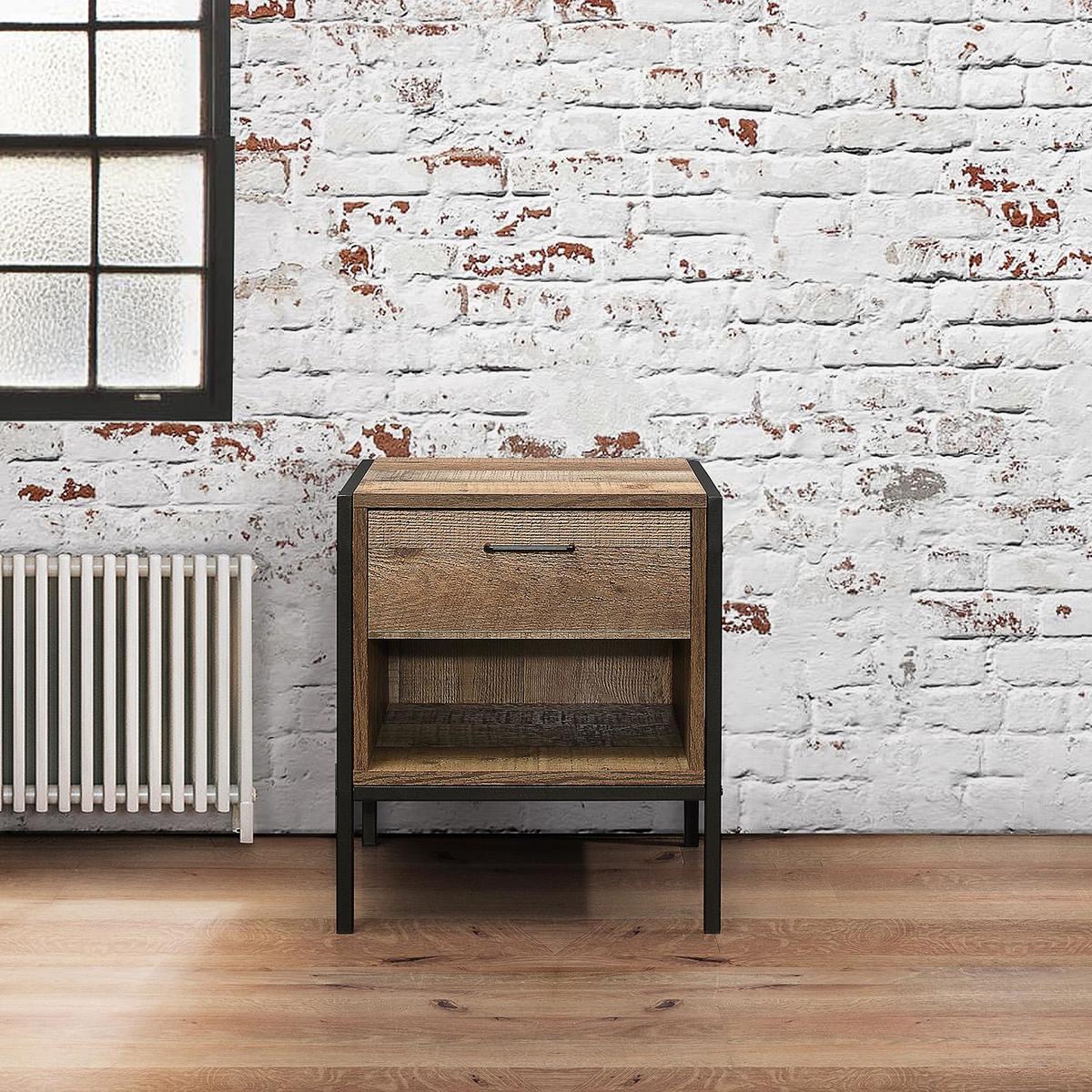 Urban Rustic 1 Drawer Bedside Table Brown – image 3