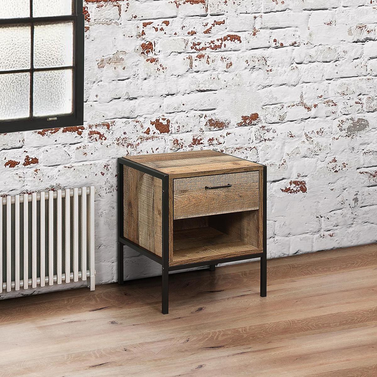 Urban Rustic 1 Drawer Bedside Table Brown – image 4