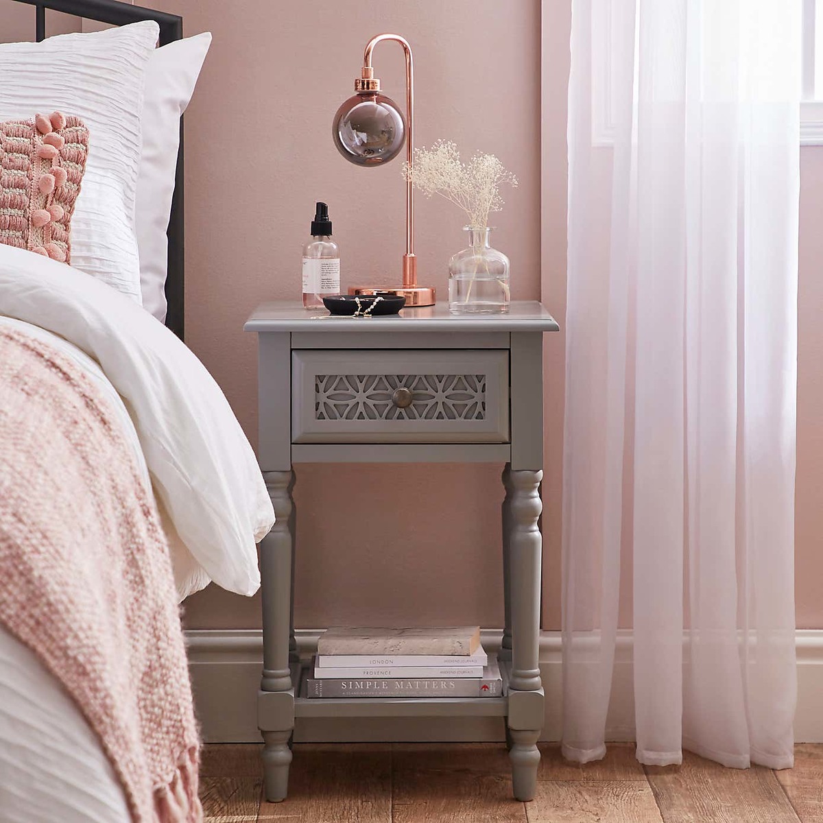 Carys 1 Drawer Bedside Table Grey – image 3
