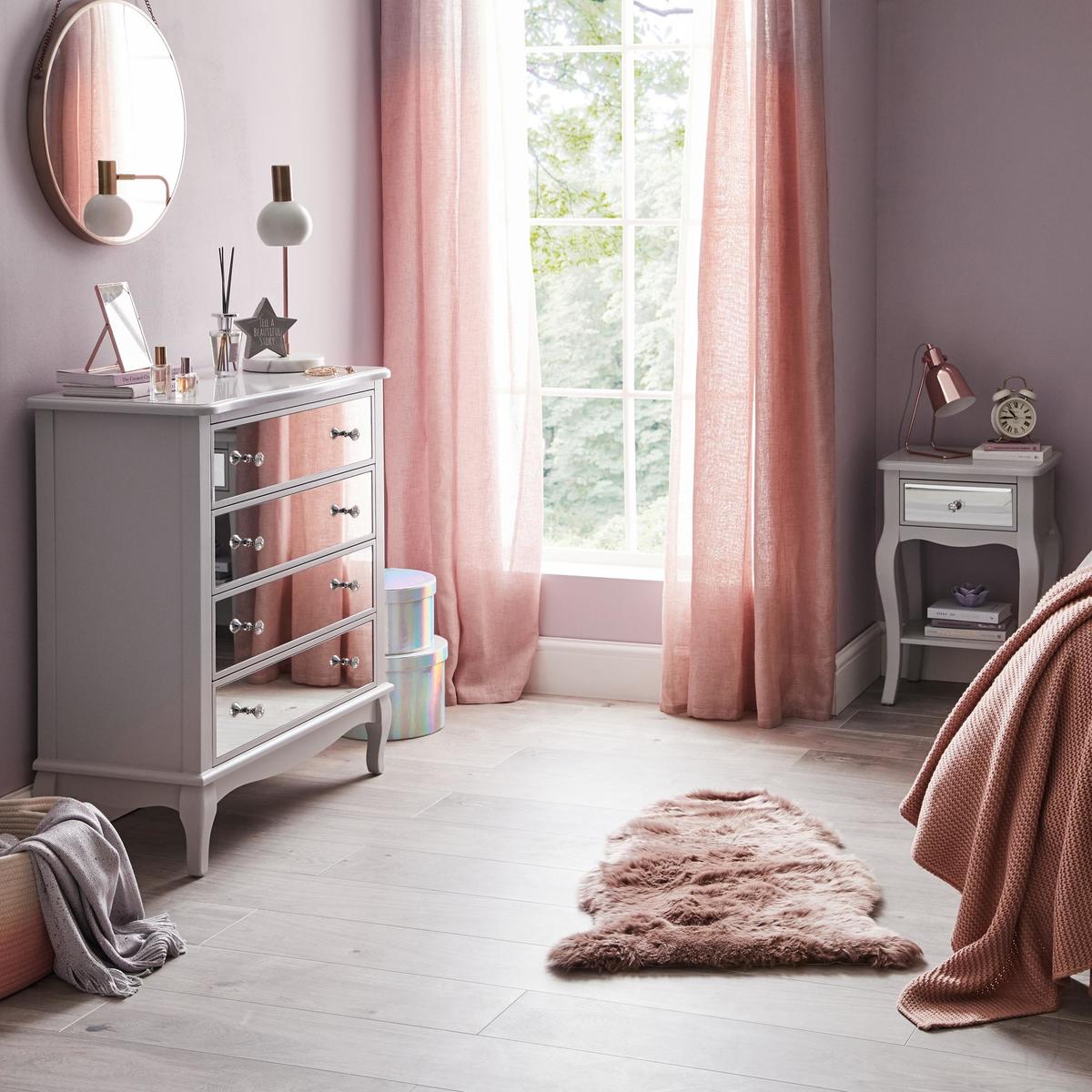Palais Mirrored Grey 2 Drawer Bedside Table Grey – image 3