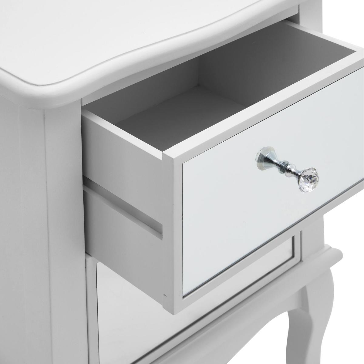 Palais Mirrored Grey 2 Drawer Bedside Table Grey – image 6