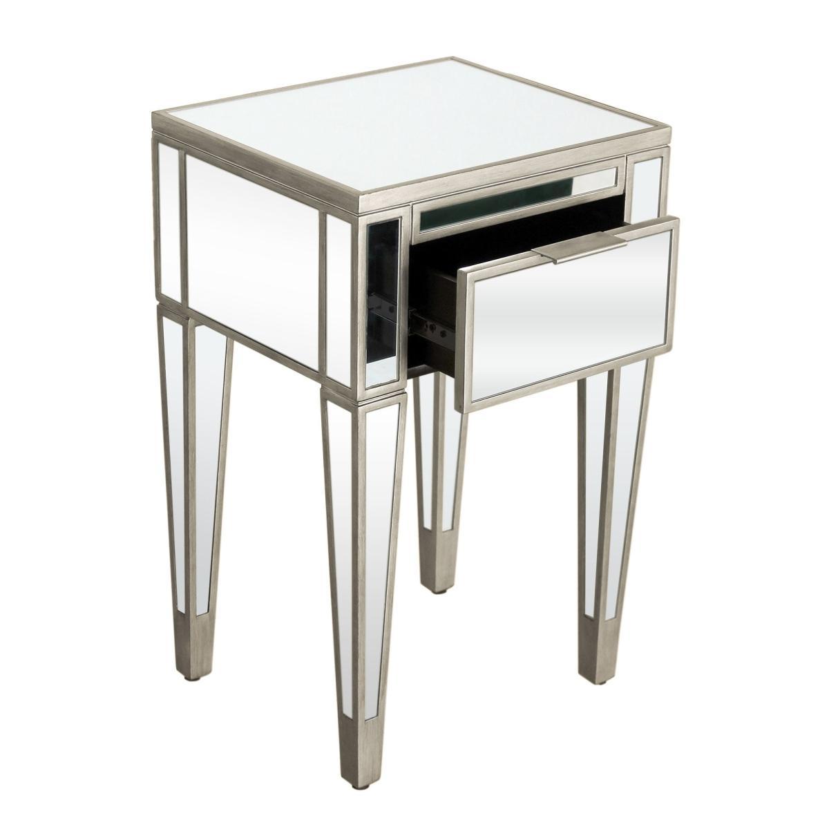 Fitzgerald Mirrored Nightstand Silver – image 3