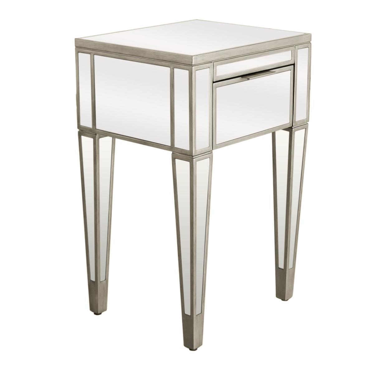 Fitzgerald Mirrored Nightstand Silver – image 6