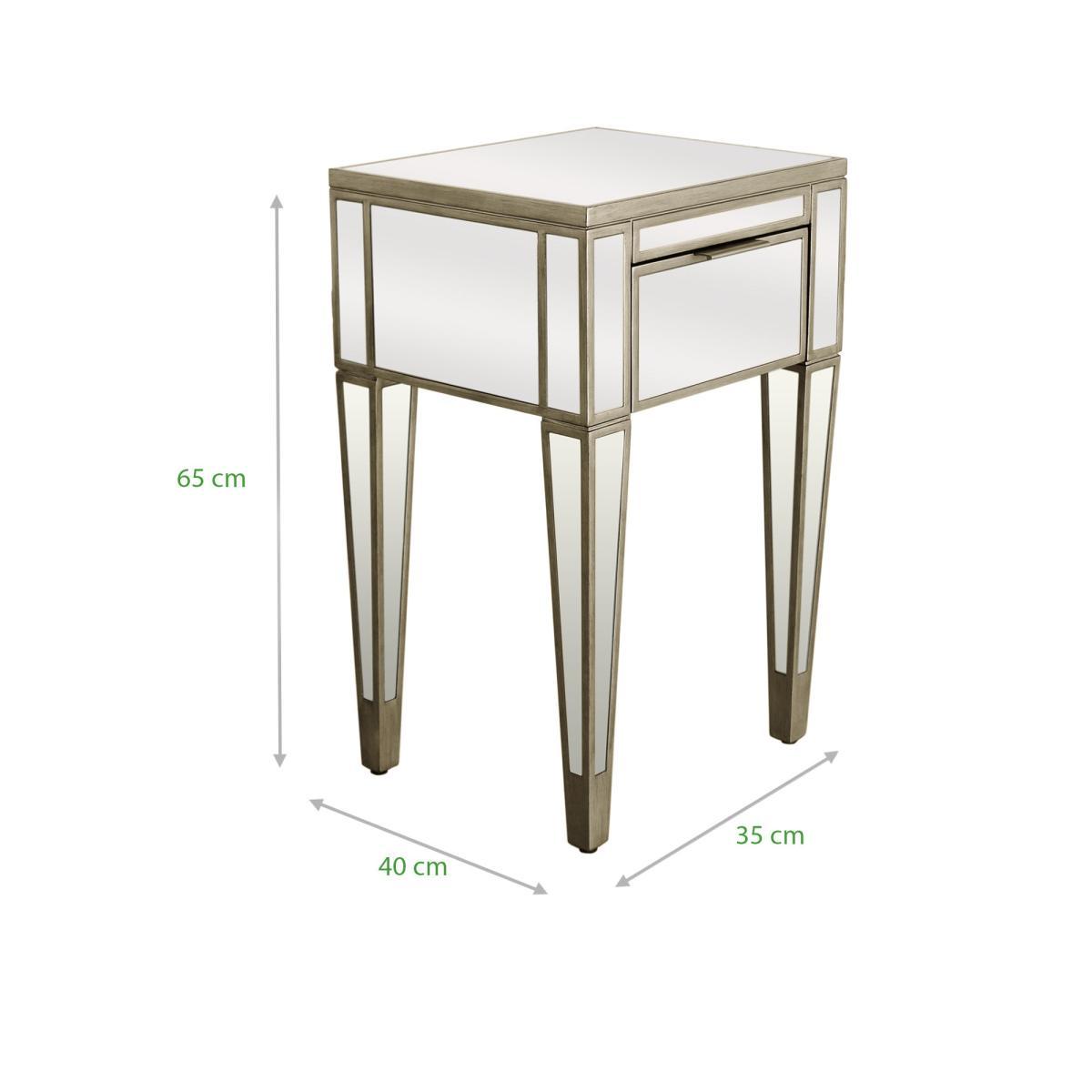 Fitzgerald Mirrored Nightstand Silver – image 7