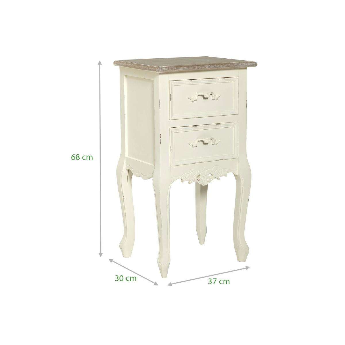 Camille Ivory 2 Drawer Bedside Table Cream – image 3