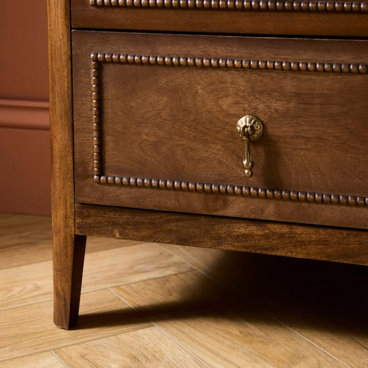 Ettie Beaded 2 Drawer Bedside Table, Mango Wood – image 5