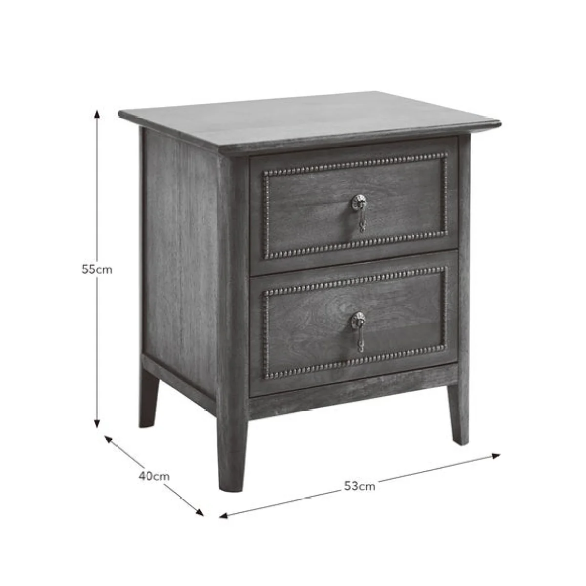 Ettie Beaded 2 Drawer Bedside Table, Mango Wood – image 8