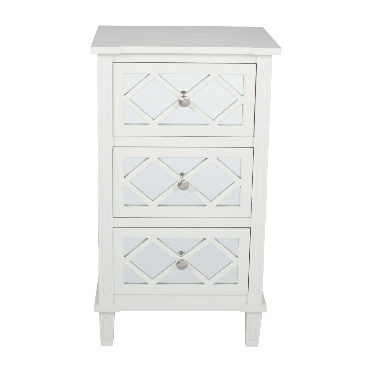 Pacific Puglia 3 Drawer Bedside Table, Painted Pine White – image 2