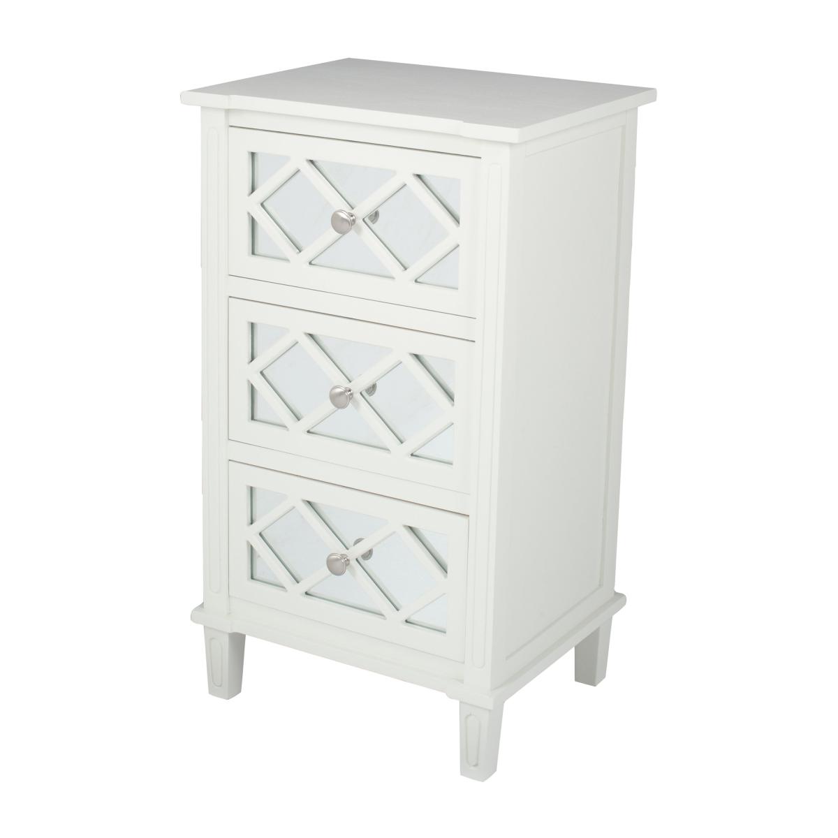 Pacific Puglia 3 Drawer Bedside Table, Painted Pine White – image 3