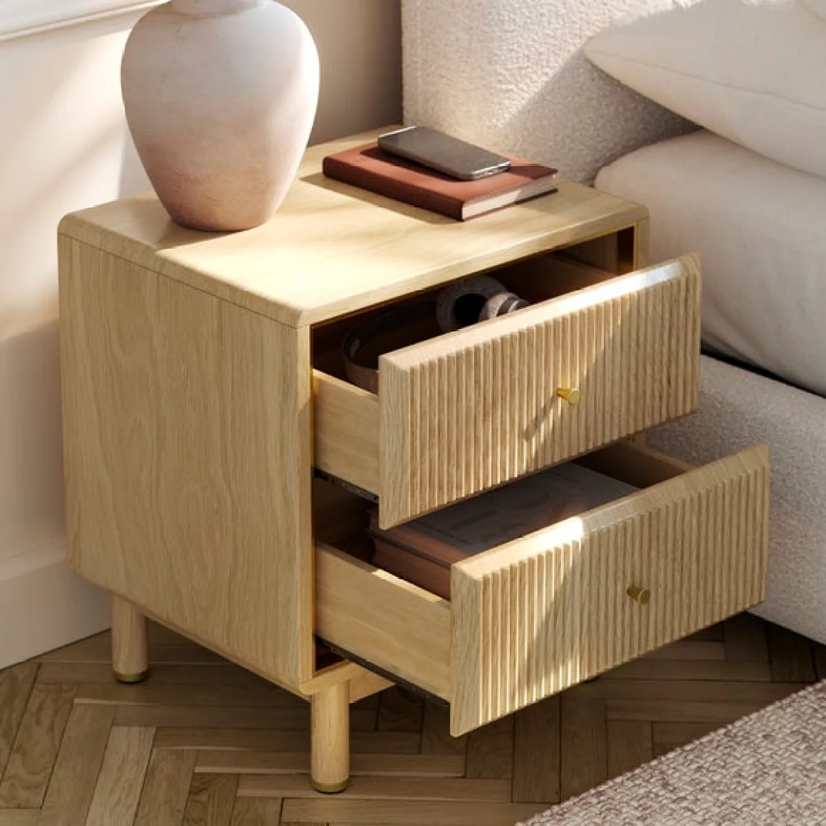 Daphne 2 Drawer Bedside, Oak Effect – image 2