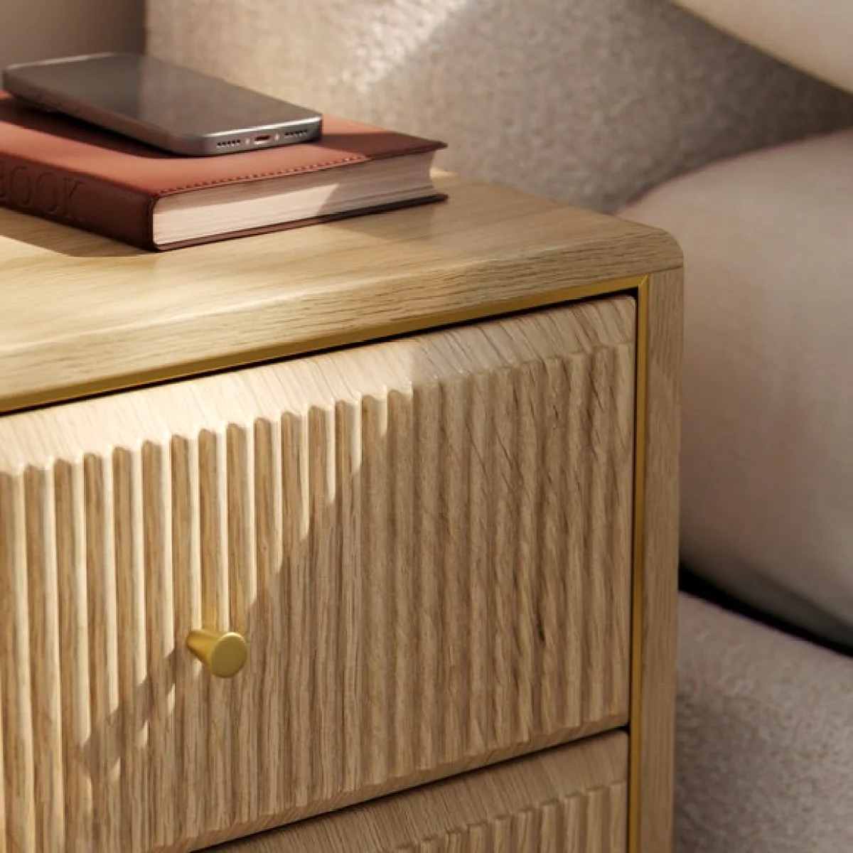 Daphne 2 Drawer Bedside, Oak Effect – image 3