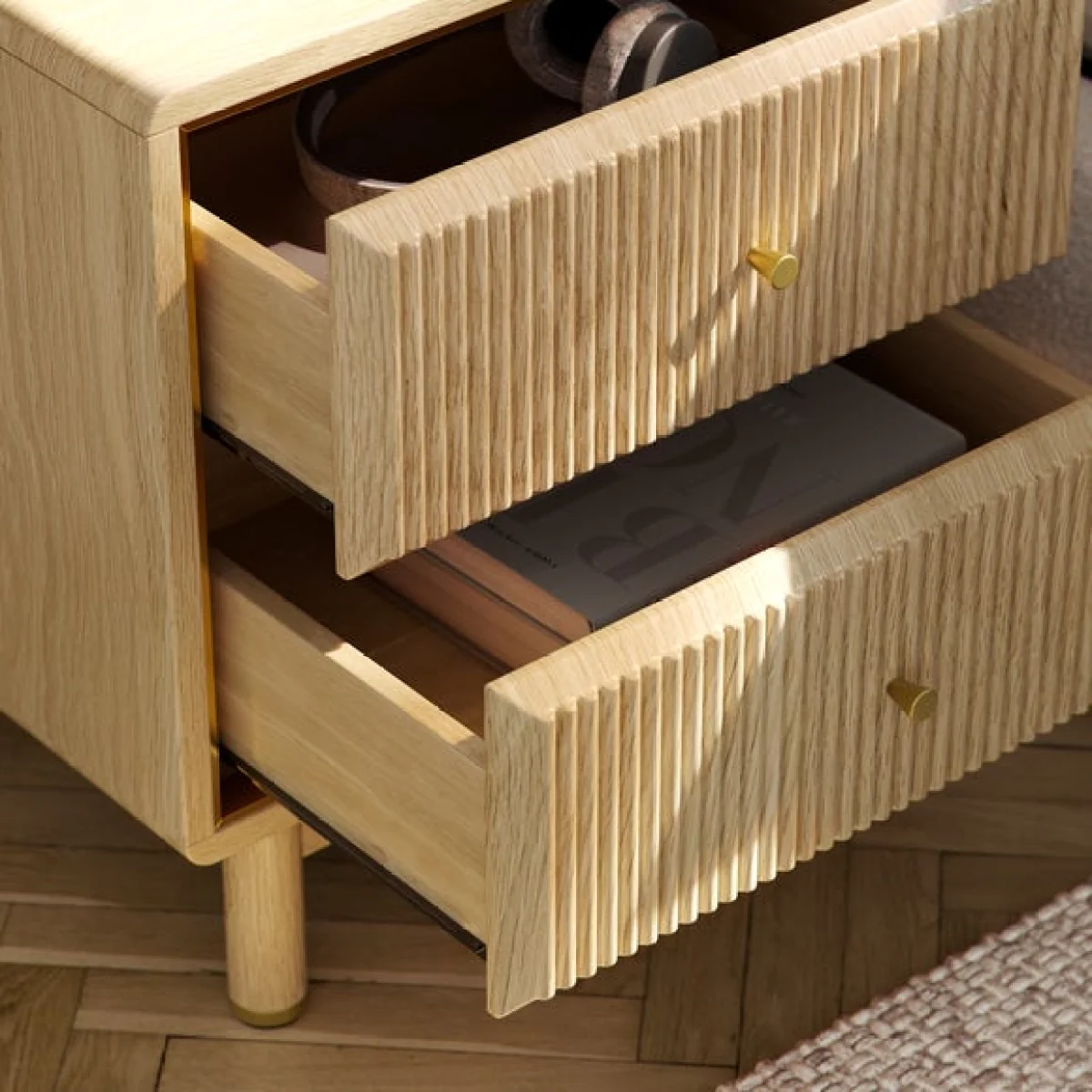 Daphne 2 Drawer Bedside, Oak Effect – image 4