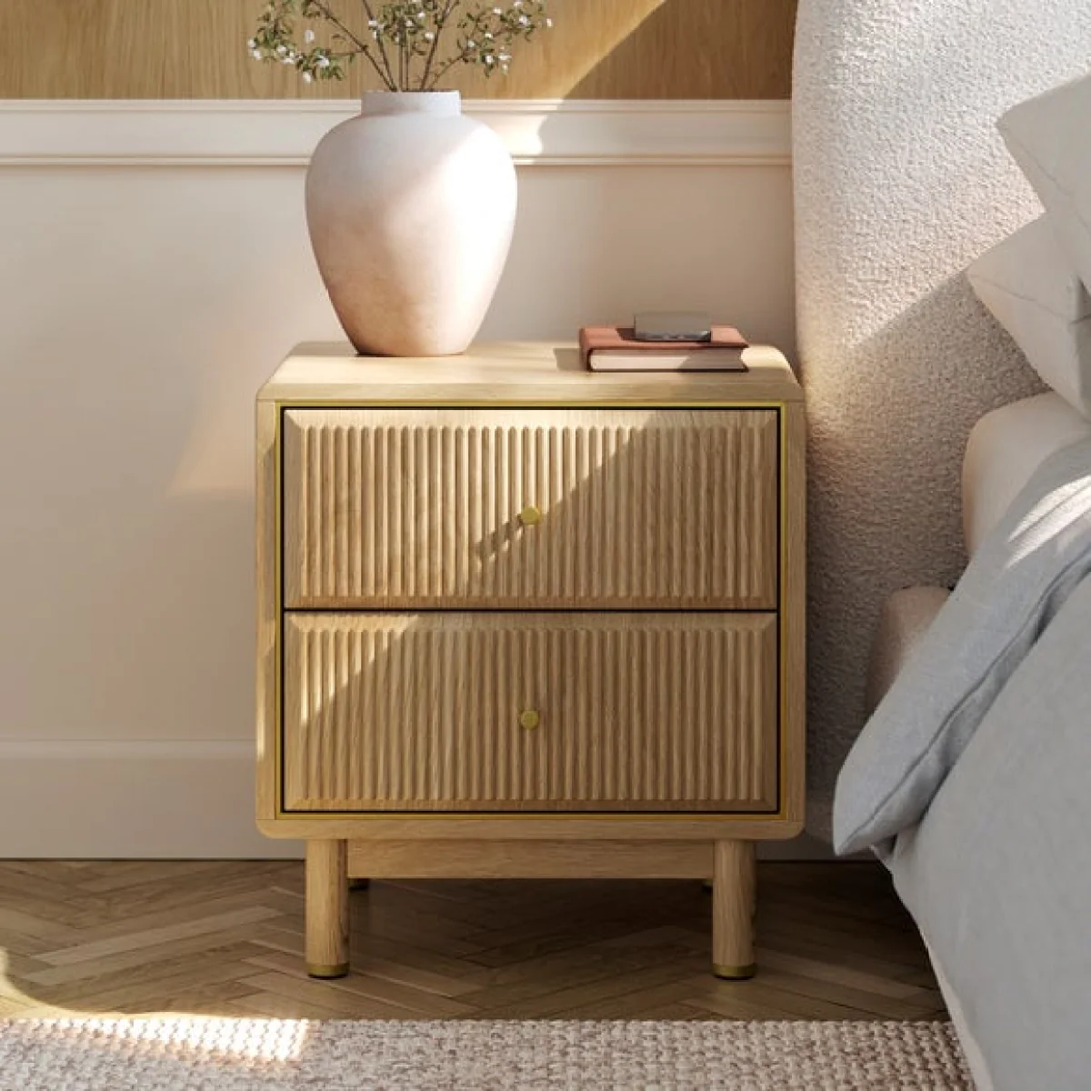 Daphne 2 Drawer Bedside, Oak Effect – image 1