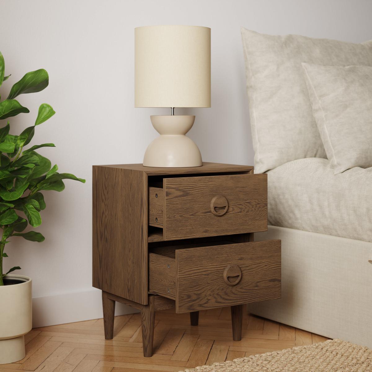 Elements Arja 2 Drawer Bedside Table Brown – image 3