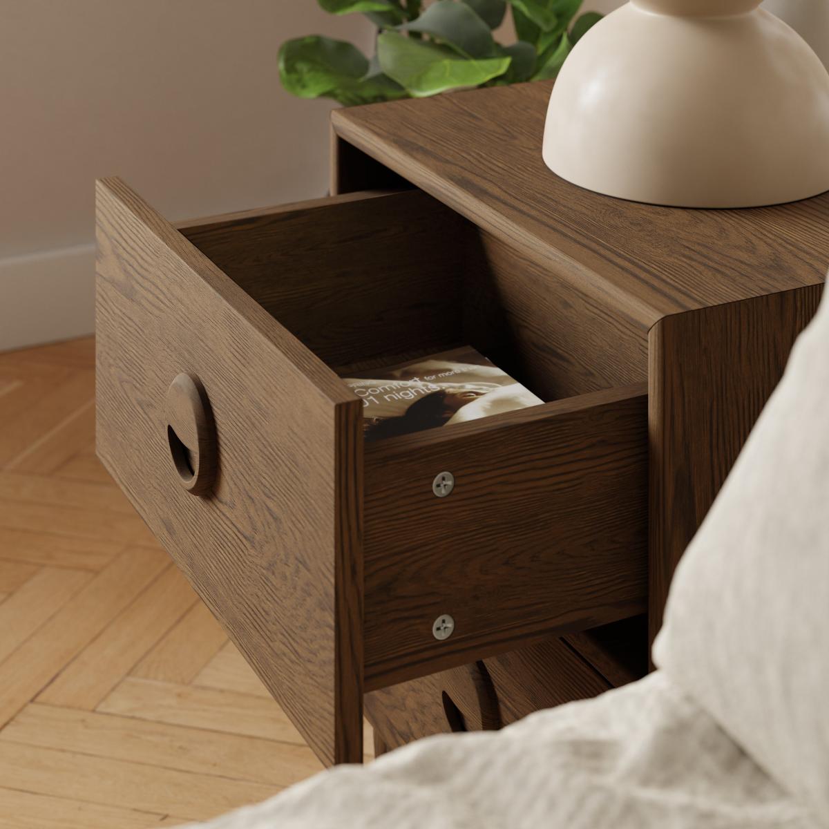 Elements Arja 2 Drawer Bedside Table Brown – image 5