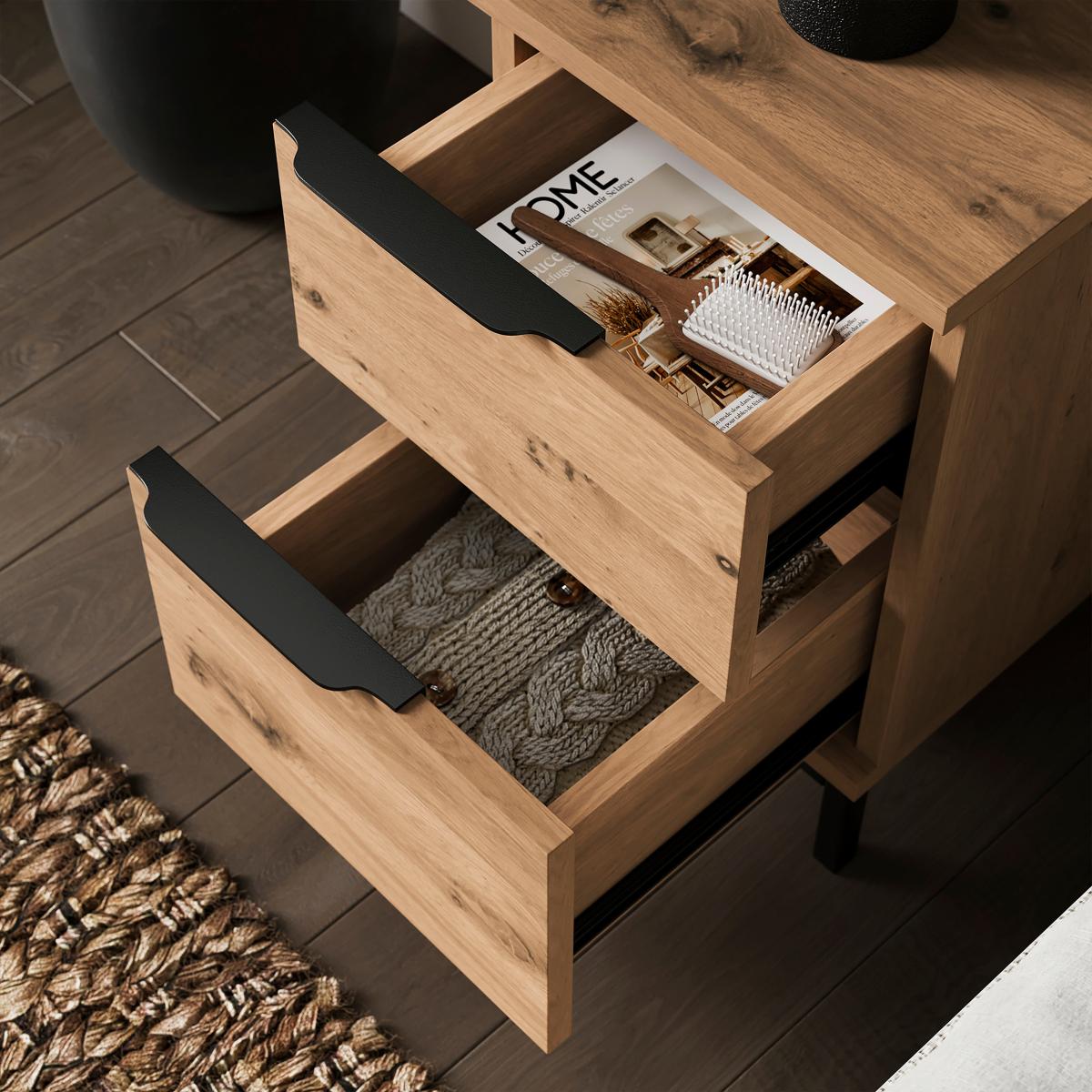Reynolds Slim Bedside Table Rustic Oak Effect – image 3